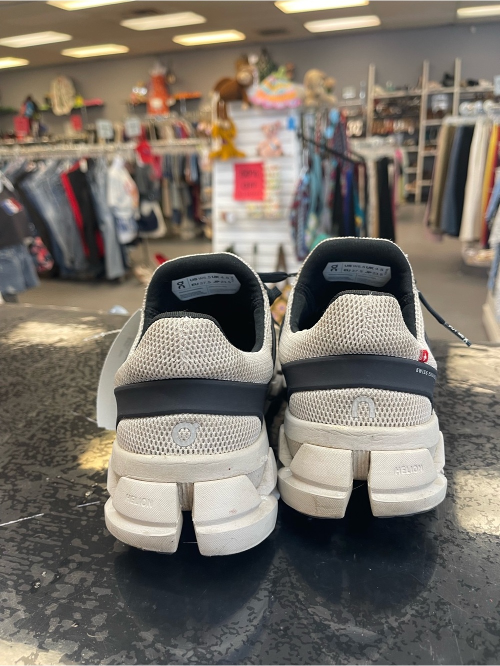 On Running Women's Cloud Sneakers in Light Gray and Black - Picture 5 of 12